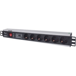 INT 713962 19 1.5U POWER STRIP 6 SOCKETS GERMAN TYPE WITH ON/OFF AND SURGE PROT