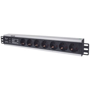 INT 714006 19 1.5U POWER STRIP 7 SOCKETS GERMAN TYPE WITH SURGE PROTECTION BLAC