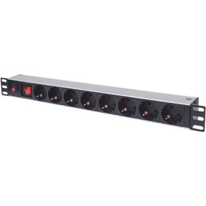 INT 713986 19 POWER STRIP 8 SOCKETS GERMAN TYPE WITH ON / OFF AND OVERLOAD PROTEC