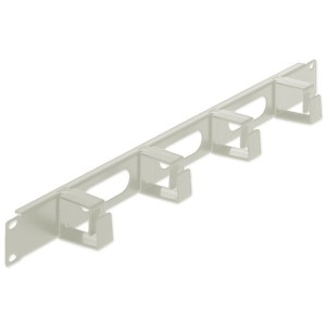 INT 711043 19 PANNELLO GESTIONE CAVI 1U, 4 ANELLI CORTI IN PLASTICA GRIGIO