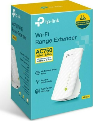 TP-LINK mesh WiFi extender RE220, AC750, dual band, Ver 3.0