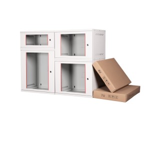 Επίτοιχη καμπίνα 9U με βάθος 400 mm Flat Pack LIGHT GREY