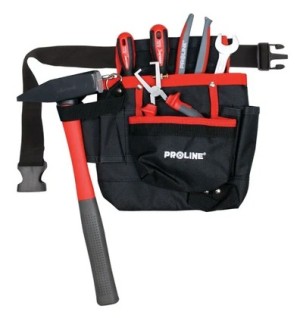 PROLINE Taillen-Werkzeugtasche 52067 mit Gürtel 117 cm, 7 Plätze, schwarz