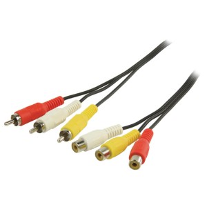 VLVP 24305B 5.00 Cable de video compuesto 3x RCA Macho - 3x RCA Hembra 5.00 m Negro