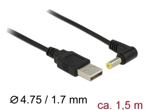 Delock 83576 Καλώδιο Τροφοδοσίας USB-A σε DC 4.75x1.7mm 5V 1.5m 90°