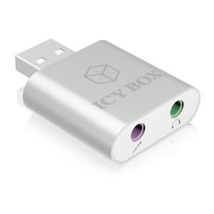 ICY BOX IB-AC527 USB 2.0 auf Audio / Mic-Buchse Adapter, schwarz / 70573