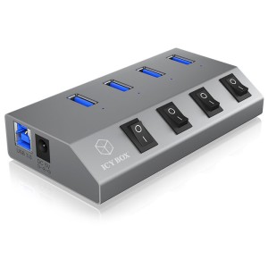 ICY BOX IB-HUB1405 HUB CARGADOR USB 3.0 4PUERTOS E INTERRUPTORES / 60153