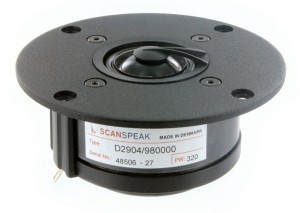 Tweeter de cúpula de aluminio ScanSpeak D2904 / 980000 104,5 mm 160 vatios 90 db 4Ω