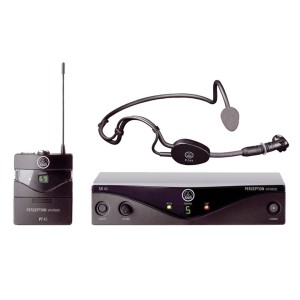 AKG WMS45 SPORT wireless beltpack system with receiver & headphone microphone for gymnasts, on stage