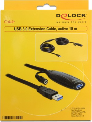 Delock 83415 Καλώδιο επέκτασης USB 3.0  Ενεργό 10 m