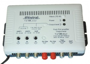 Amplificador de antena central MISTRAL 1x120 FM / VHF-UHF-UHF