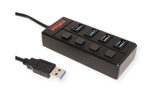 HUB USB 3.0 Roline con switch a 4 porte e alimentatore