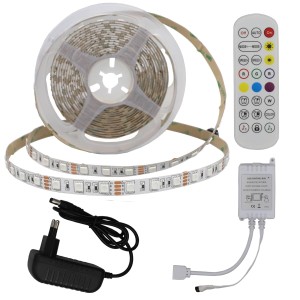 5 m RGB-LED-Streifen mit SMD5050 60 LED-Netzteil und Fernbedienung