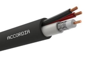 ACCORDIA CC-102 AW Cable CCTV 1x mini RG59 + 2x0.50mm impermeable, para exterior o subterráneo (metro)