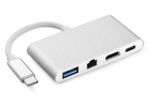 POWERTECH docking station PTH-085, 4 θυρών, USB-C, 100W PD, 4K, γκρι