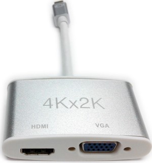 Roline 12.03.3161 Mini-DisplayPort Stecker - VGA / HDMI Buchse Aktiv Adapter 0.1m Silber