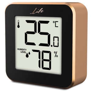 LIFE Alu Mini ROSE GOLD HYGROMETER & THERMOMETER