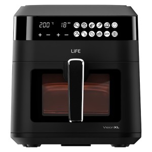 LiFE VISION XL  Φριτέζα αέρος 6.3L, με ψηφιακή οθόνη LED, γυάλινο παράθυρο και φωτιζόμενο κάδο, 1300W.
