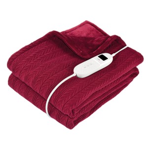 LIFE VILLA RUBY DOUBLE Πλεκτή θερμαινόμενη ηλεκτρική κουβέρτα, 160 x 120cm, σε κόκκινο χρώμα, 160W