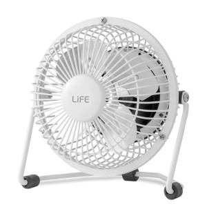 LIFE SUPER4 WHITE Μεταλλικός mini ανεμιστήρας DC 4 με σύνδεση USB σε λευκό χρώμα, 2.5W