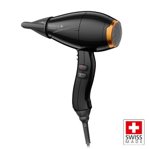 VALERA SWISS NANO 9200 PLUS COMPACT Επαγγελματικό σεσουάρ μαλλιών με AC μοτέρ 2100W και SuperFlex καλώδιο 3 μέτρων, με σύστημα Rotocord για περιστροφή 360°, σε μαύρο χρώμα.