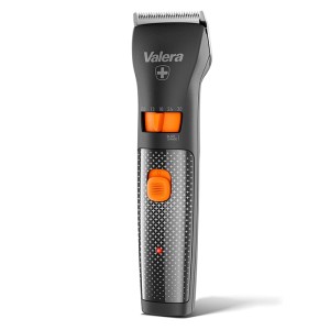 VALERA SWISS EXCELLENCE SMART BLACK Επαγγελματική κουρευτική μηχανή μαλλιών, με επαναφορτιζόμενη μπαταρία και τροφοδοσία ρεύματος σε μαύρο / πορτοκαλί χρώμα.