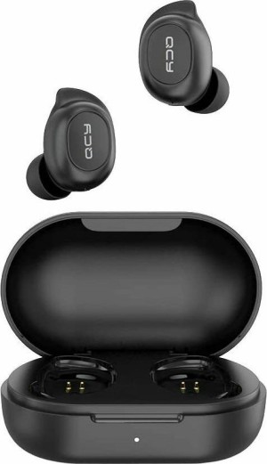 QCY T9 TWS TRUE WIRELESS SPORTS EARBUDS 5.0 BLUETOOTH HEADPHONES IPX4 SPEAKER 6MM 4HRS WITH BUTTON (Black)