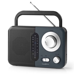 NEDIS RDFM1300GY UKW-Radio, 2.4 W, Tragegriff, Schwarz / Grau