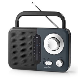 NEDIS RDFM1300GY FM Radio, 2.4 W, Carying Handle, Black / Gray