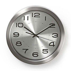NEDIS CLWA010MT30SR Circular Wall Clock, 30 cm Diameter, Stainless Steel