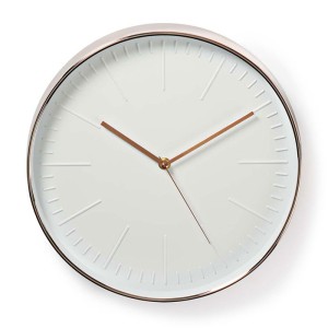 NEDIS CLWA013PC30RE Runde Wanduhr, 30 cm Durchmesser, Weiß & Roségold