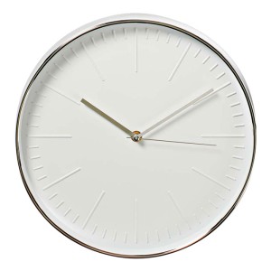 NEDIS CLWA013PC30SR Runde Wanduhr, 30 cm Durchmesser, Weiß & Silber