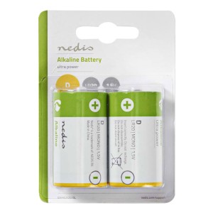 NEDIS BAAKLR202BL Batteria Alcalina D, 1.5 V, 2 pezzi, Blister