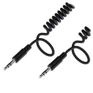 Cable en espiral de audio estéreo NEDIS CAGP22010BK10, macho de 3.5 mm - macho de 3.5 mm, 1.0 m,