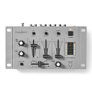 NEDIS MIXD050GY DJ-Mixer, 3 Stereokanäle, Crossfader, Talkover-Funktion