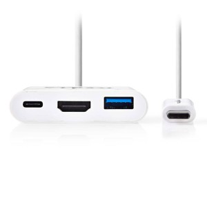 NEDIS CCGP64765WT02 USB-C Adapter, USB C Male - USB A Female+USB C Female+HDMI F