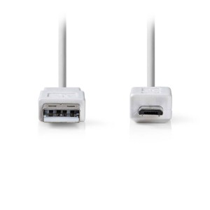 NEDIS CCGP60410WT10 USB 2.0 Flat Cable A Male - Micro B Male, 1m, White