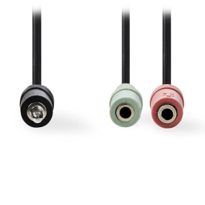 NEDIS CAGP22150BK02 Headset Audio Cable, 3.5 mm Male - 2x 3.5 mm Female, 0.2m, B