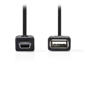 NEDIS CCGP60315BK02 USB 2.0 Kabel für unterwegs, Mini 5-Pin Stecker - A Buchse, 0.2m, B