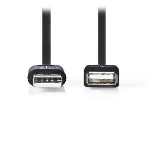 NEDIS CCGP60010BK02 USB 2.0 Cable A Male-A Female 0.2m Black