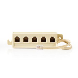 NEDIS TCGP90825IV02 Telecom Cable RJ11 Male-5x RJ11 Female 2.0m Ivory