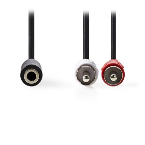 NEDIS CAGP22255BK02 Stereo-Audiokabel 2x Cinch-Stecker-3.5 mm Buchse 0.2 m Schwarz