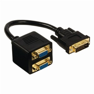 NEDIS CCGP32952BK02 Cable adaptador DVI DVI-I 24 + 5 pines Macho-2x VGA Hembra 0.2 m Bla