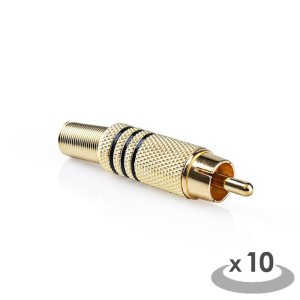 NEDIS CAGP24900BK Conector RCA macho Chapado en oro negro, 10 piezas