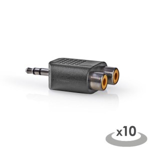 NEDIS CAGP22940BK Adaptador de audio estéreo 3.5 mm Macho-2x RCA Hembra