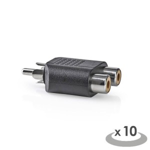 NEDIS CAGP24940BK Adaptador RCA macho - 2x RCA hembra, 10 piezas