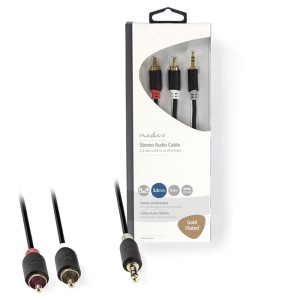 NEDIS CABW22200AT05 Stereo Audio Kabel 3.5 mm Stecker - 2x Cinch Stecker 0.5 m Anthrazit