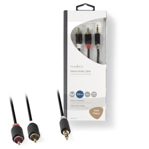 NEDIS CABW22200AT10 Cable de audio estéreo 3.5 mm Macho - 2x RCA Macho 1.0 m Antracita