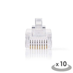 NEDIS CCGP89300TP Conector de red RJ45 Macho-Para cables sólidos Cat 5 UTP 10 piezas