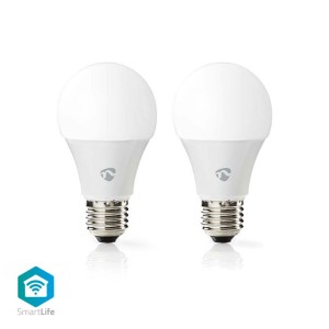 NEDIS WIFILC20WTE27 WiFi Smart LED Bulbs a todo color y blanco cálido E27 paquete de 2